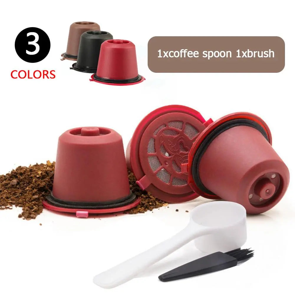 1/3/4PCS Nespresso Refillable Coffee Capsule Cup Reusable Coffee Capsule Spoon Brush Coffee Filters Coffee Accessories
