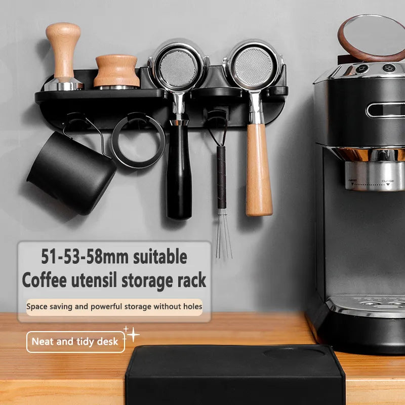 51/54/58mm Wall Mount Coffee Set Storage Rack, Puching Free Espresso Coffee Portafilters Holder Coffeeware Organizer Accessories