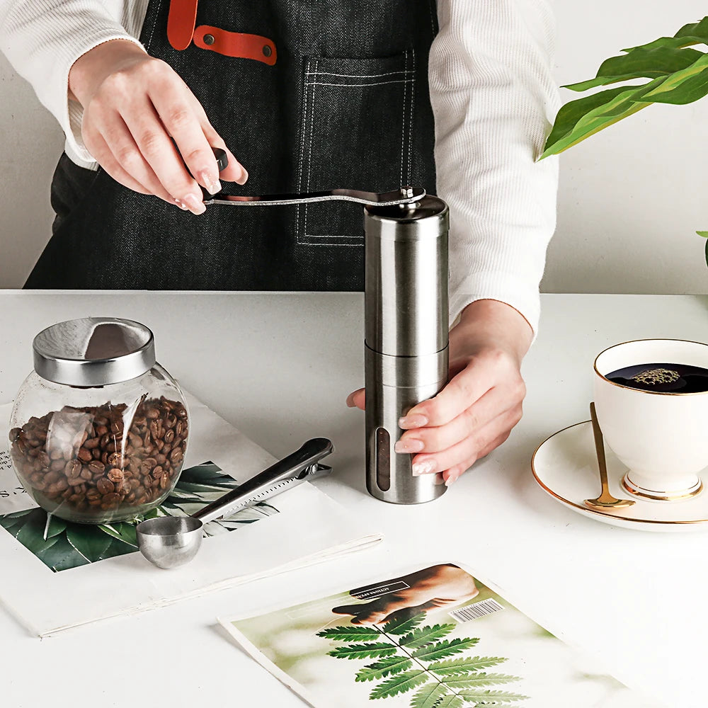 Manual Coffee Grinder Mini Stainless Steel Hand Handmade Coffee Bean Burr Grinders Mill Kitchen Tool Grinders Coffee Accessories